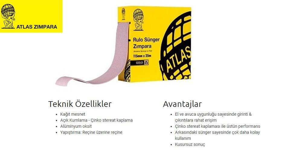 Atlas Sünger Rulo Zımpara 220 Kum 1 Metre Fiyatları Eryıldız Hırdavat