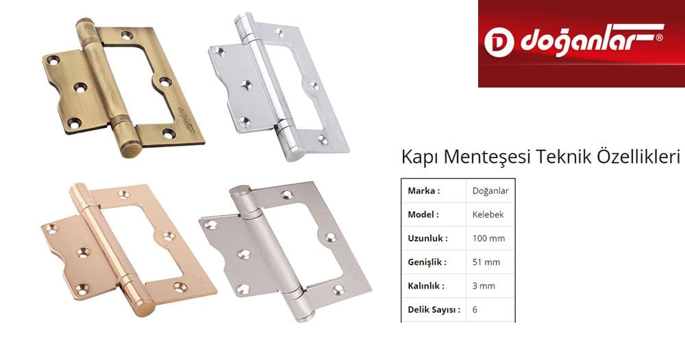 Doğanlar 10 cm Okka Kelebek Rulmanlı Kapı Menteşesi