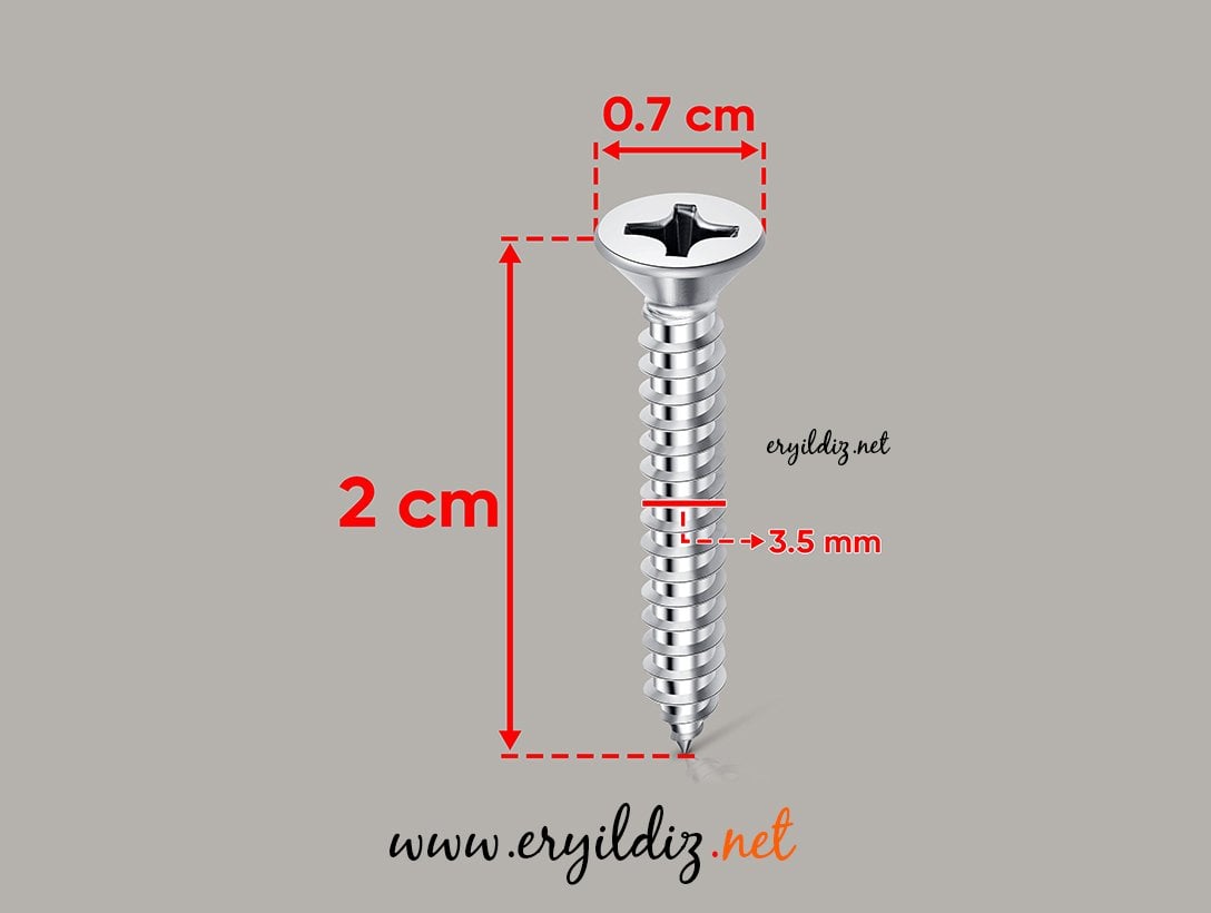 Akdeniz Yıldız Nikel Sunta Vidası 3.5x20 1000 Adet Eryıldız Hırdavat