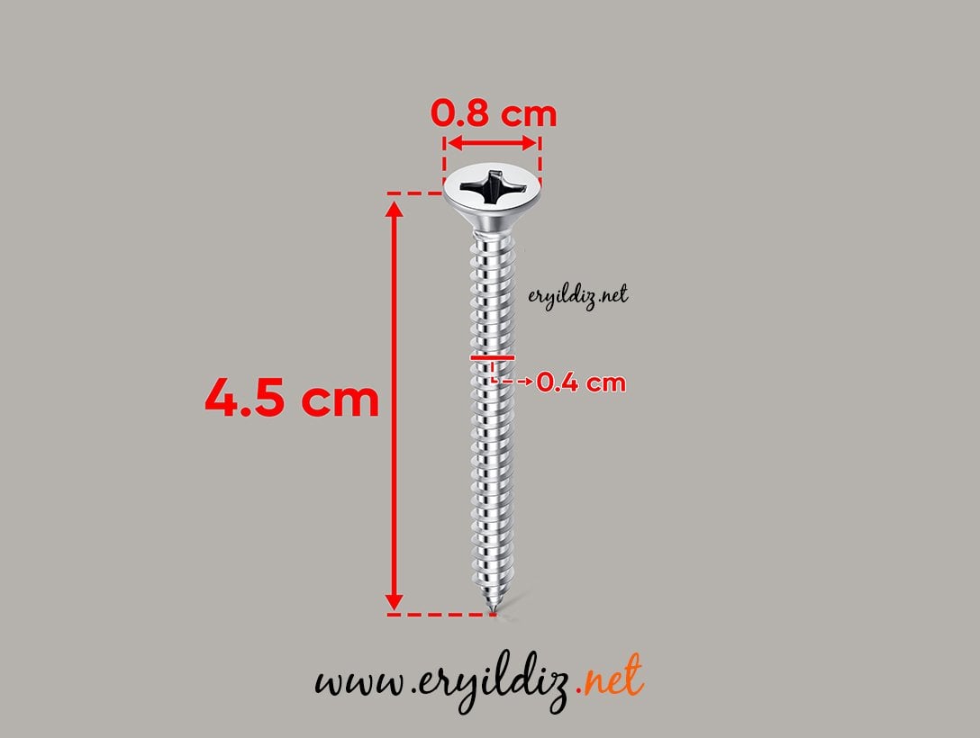 Akdeniz Yıldız Nikel Sunta Vidası 4x45 500 Adet Eryıldız Hırdavat