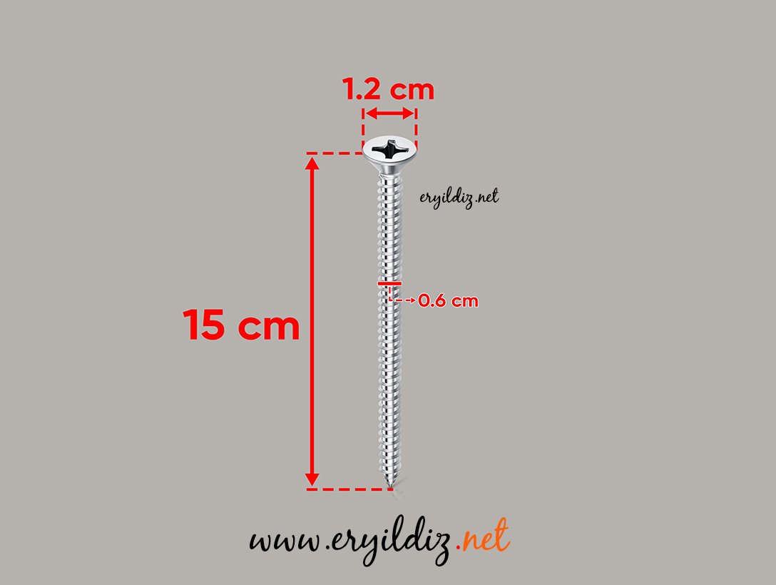 Akdeniz Yıldız Nikel Sunta Vidası 6x150 50 Adet Eryıldız Hırdavat