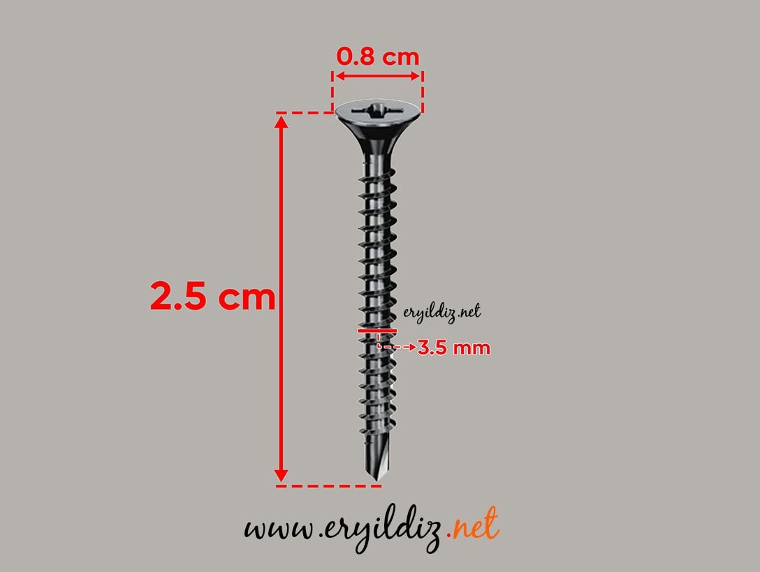 Akdeniz Alçıpan Akıllı Vida Matkap Uçlu 3,5 x 25 mm - 100 Adet Eryıldız Hırdavat
