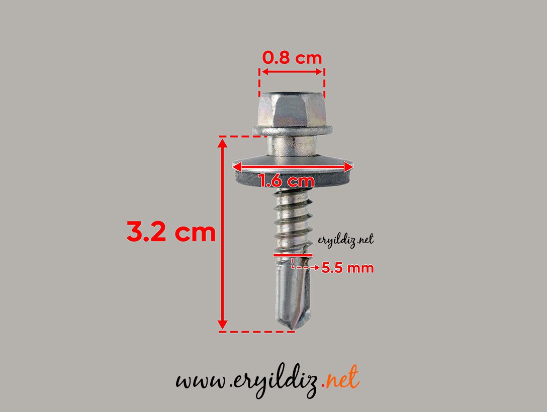 Çatı Vidası Matkap Uçlu 5,5x32 mm 25 Adet Eryıldız Hırdavat