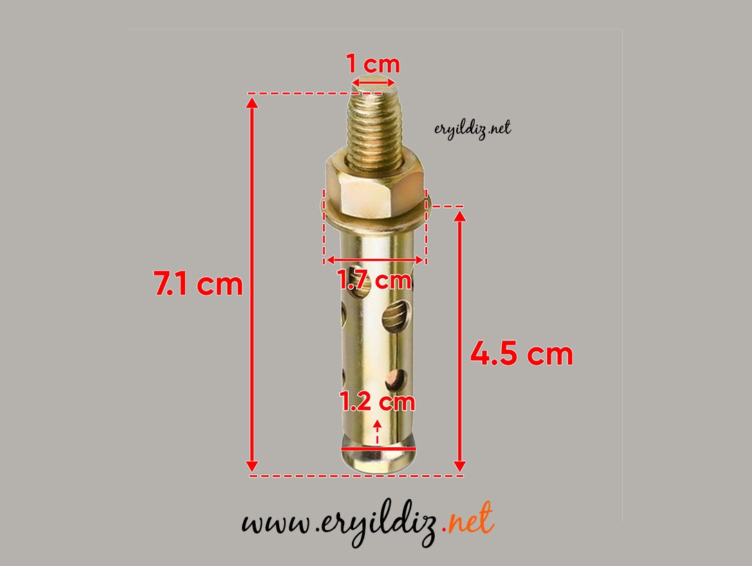 Çelik Dübel Saç Gömmeli 10 x 70 mm 1 Adet Eryıldız Hırdavat 