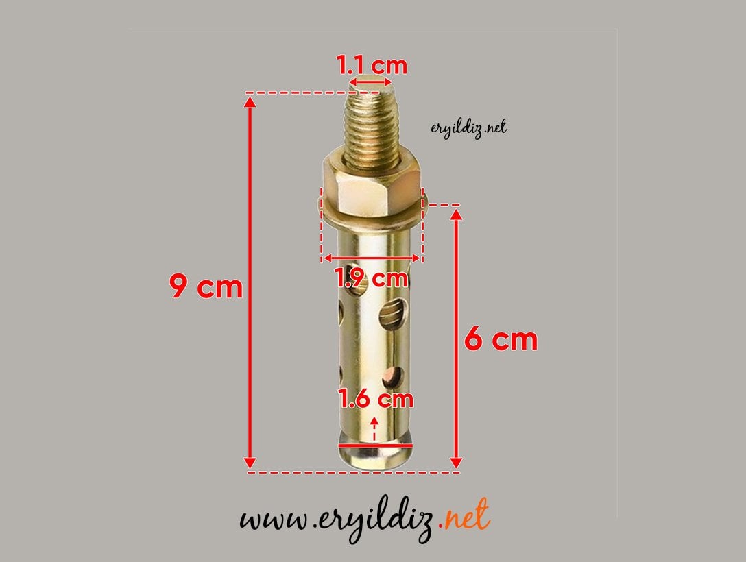 Çelik Dübel Saç Gömmeli 12 x 90 mm 1 Adet Eryıldız Hırdavat
