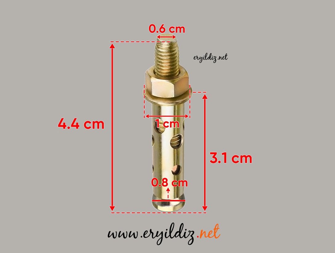 Çelik Dübel Saç Gömmeli 6 x 45 mm 1 Adet Eryıldız Hırdavat