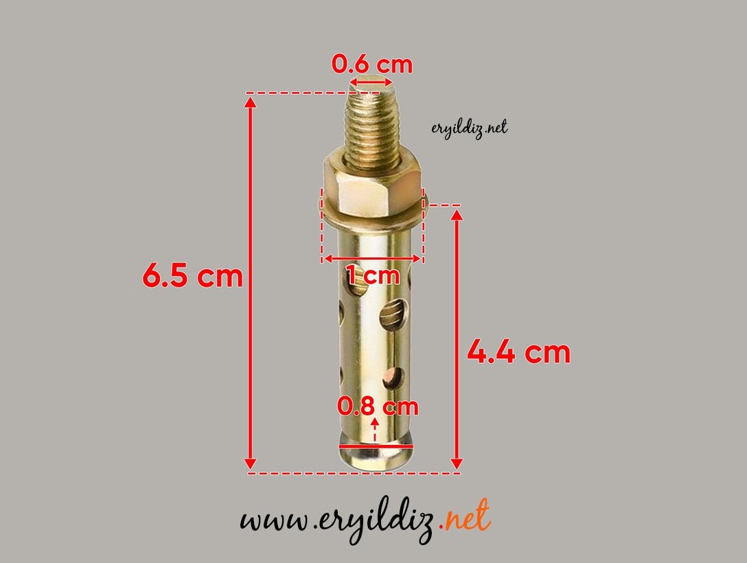 Çelik Dübel Saç Gömmeli 6 x 65 mm  1 Adet Eryıldız Hırdavat 