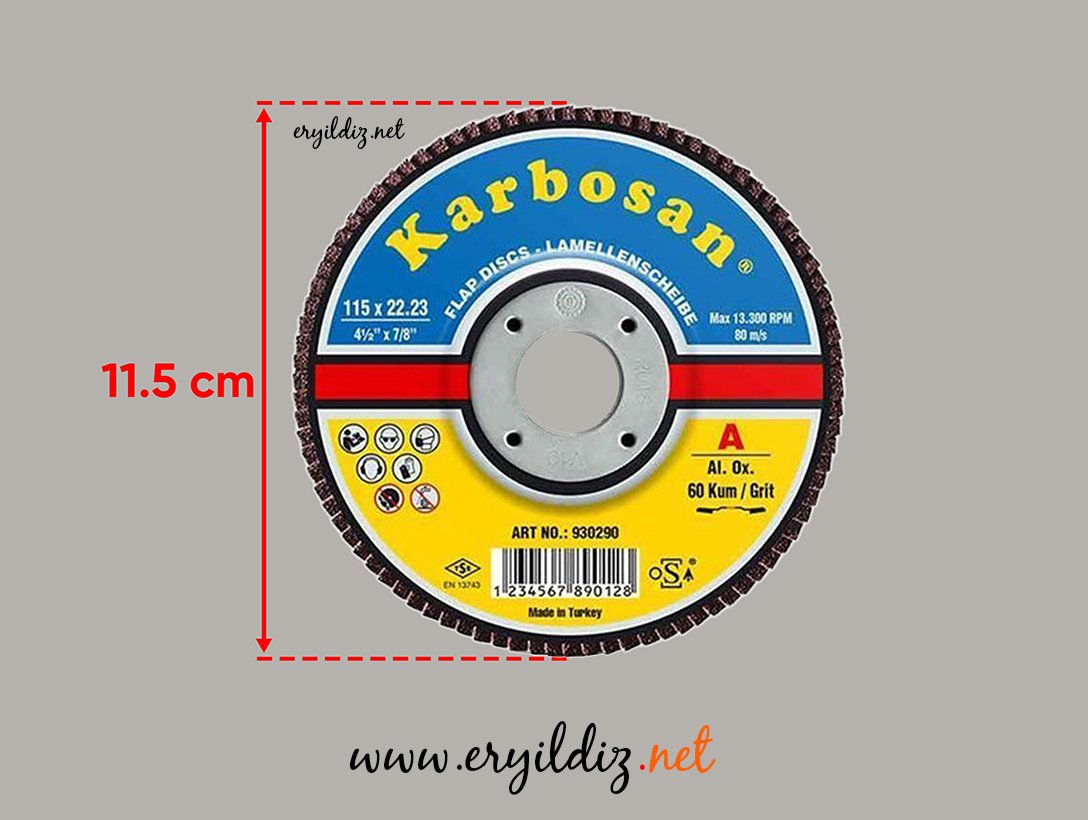 Flap Zımpara 115 x 22 mm Karbosan Eryıldız Hırdavat