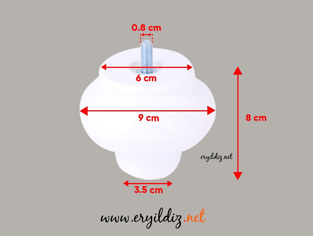Küre Mobilya Ayak 8 cm Beyaz Eryıldız Hırdavat 