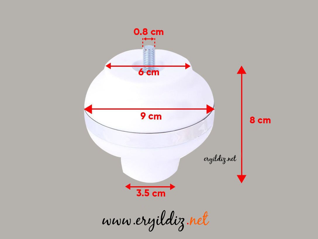 Küre Mobilya Ayak 8 cm Beyaz Krom Eryıldız Hırdavat 