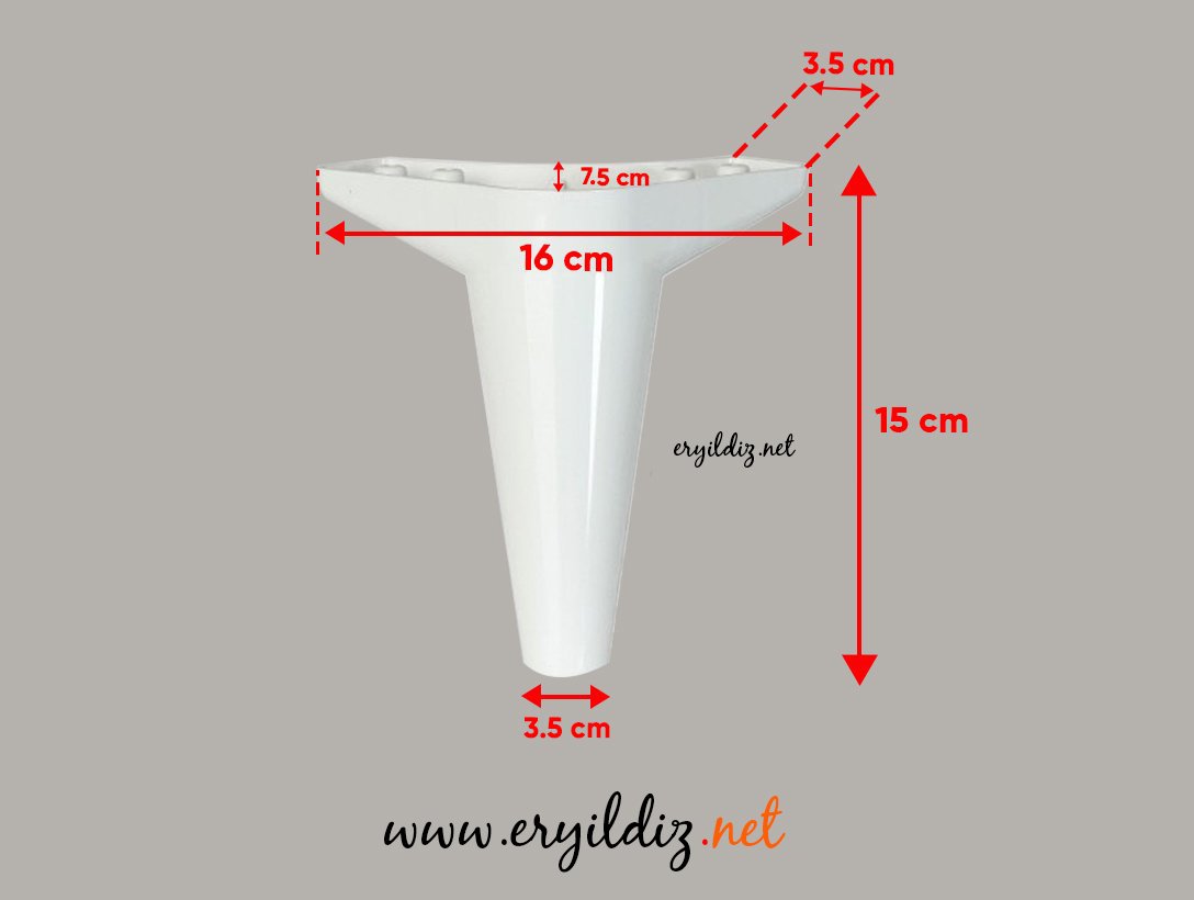 Mc Wetra Mobilya Ayak 15 cm Beyaz Eryıldız Hırdavat
