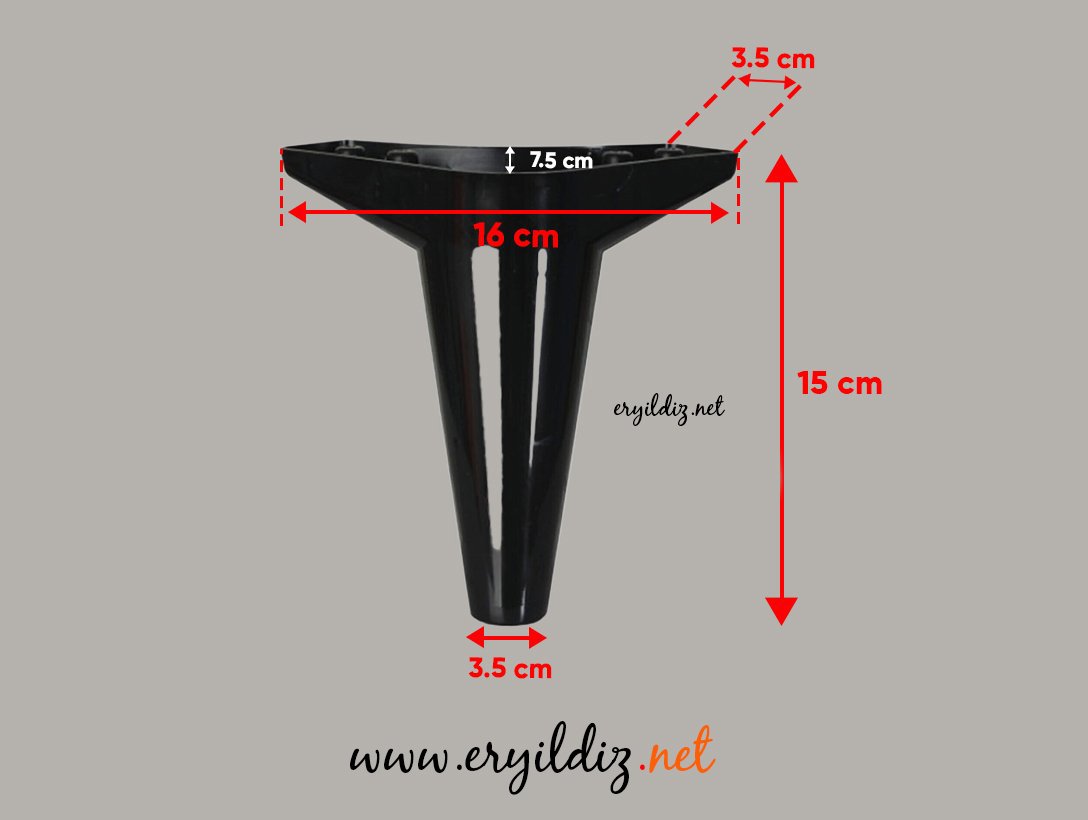 Mc Wetra Mobilya Ayak 15 cm Siyah Eryıldız Hırdavat