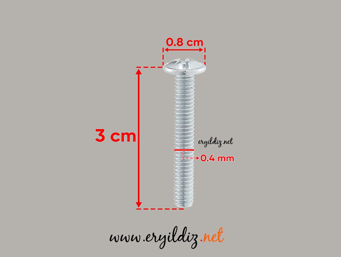 Metrik Kulp Vidası 4 x 30 mm 100 Adet Eryıldız Hırdavat