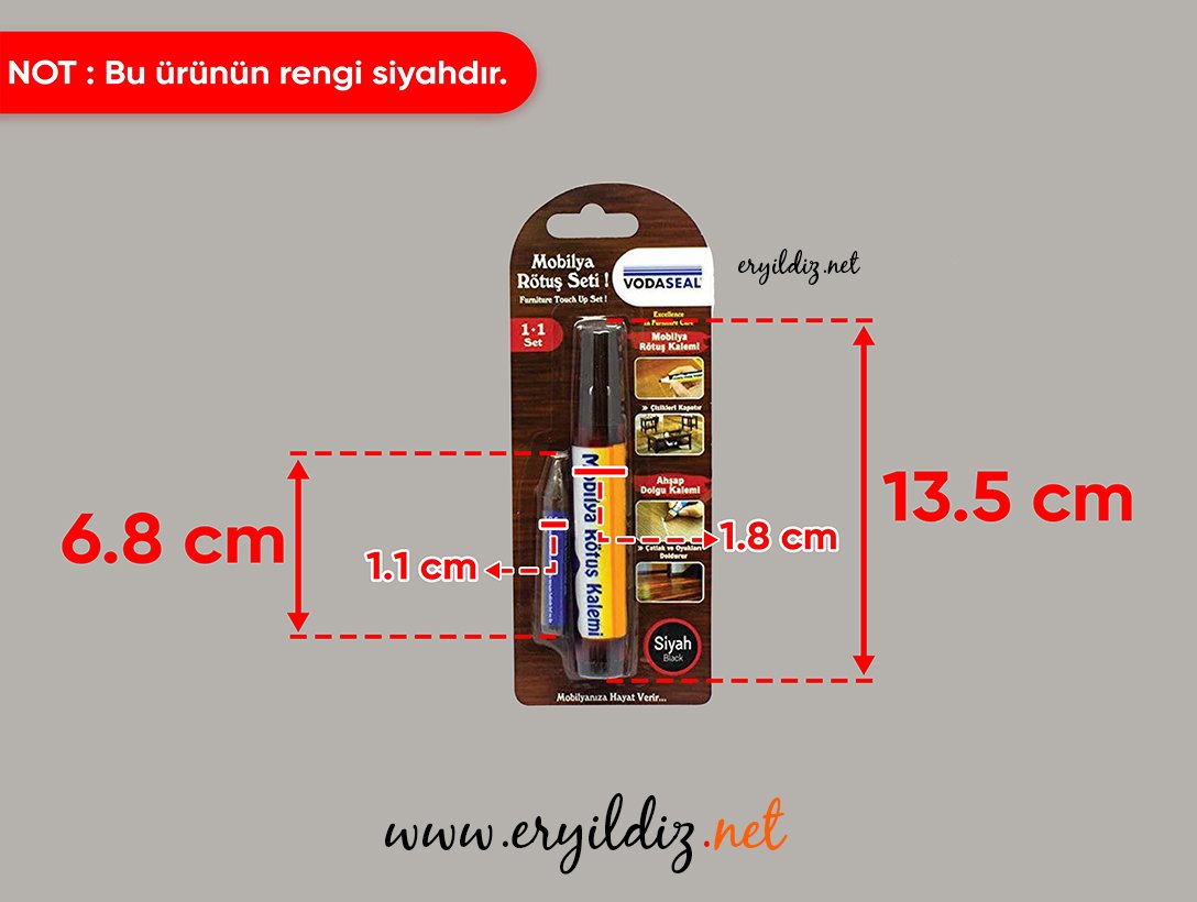 Mobilya Rötuş Kalemi  Siyah Eryıldız Hırdavat