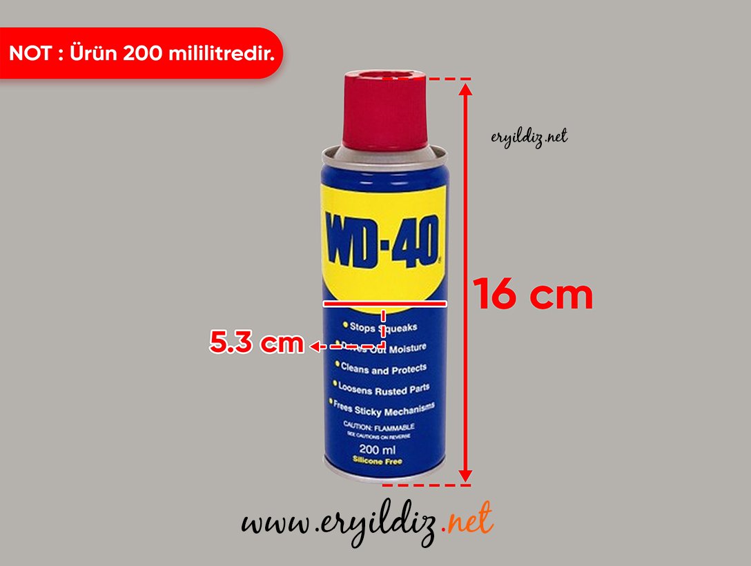 WD40 Pas Sökücü Koruyucu Yağlayıcı Sprey 200 ml Eryıldız Hırdavat