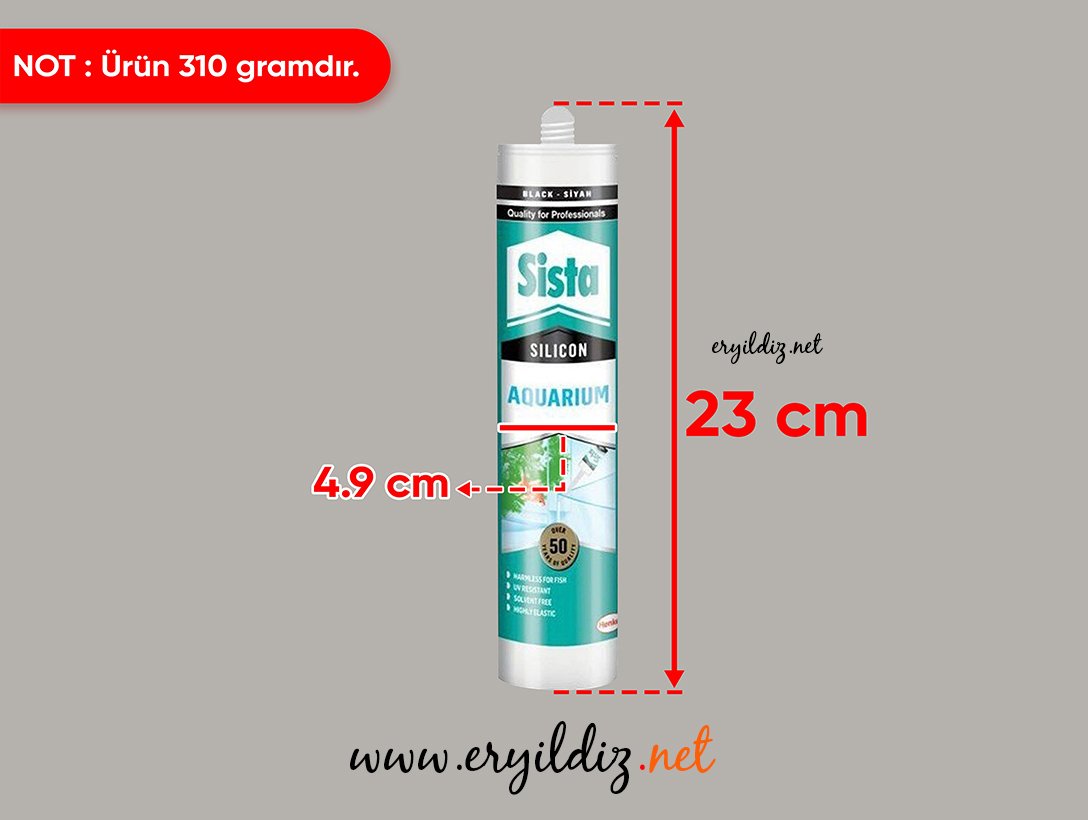 Sista Siyah Akvaryum Silikon 310 ml Eryıldız Hırdavat