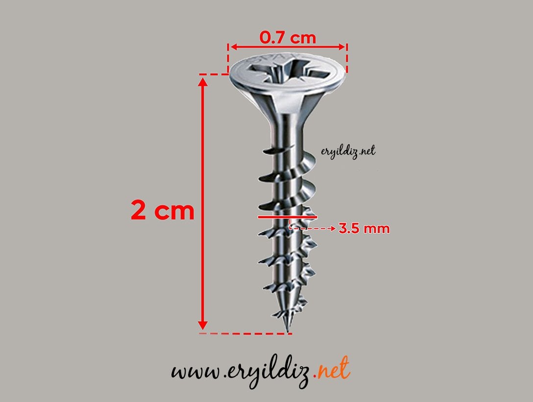 Spax Paslanmaz Yıldız Vida 3.5x20 mm 10 Adet Eryıldız Hırdavat