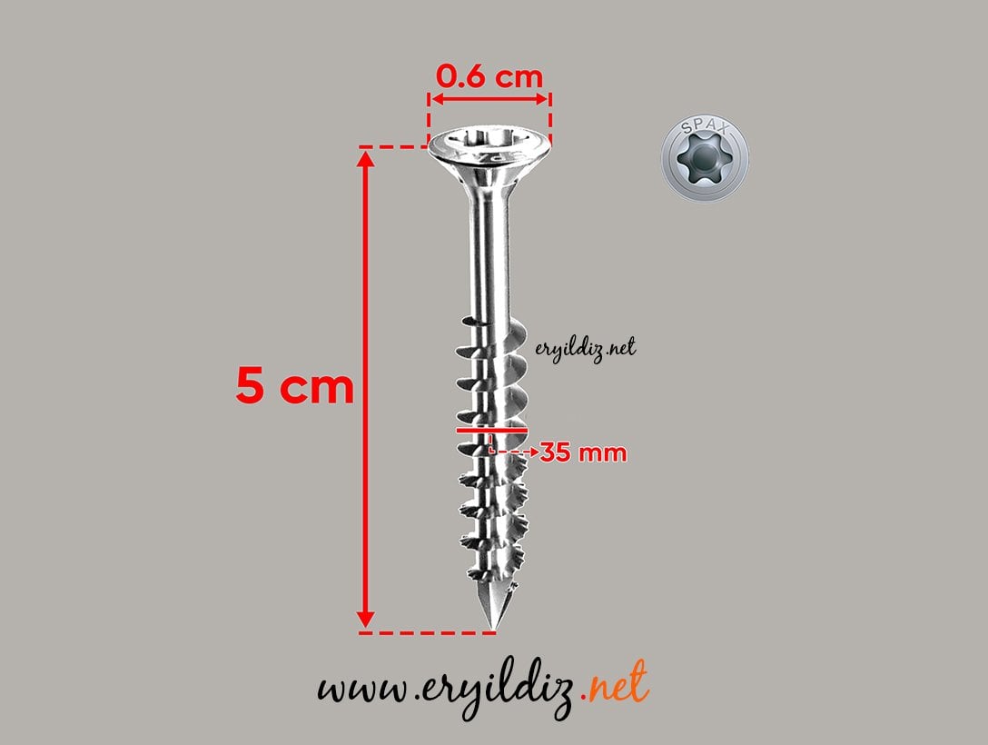 Spax 3.5 x 50 Yıldız Wirox Mdf Vidası (Mdf İçin Kullanılır)  