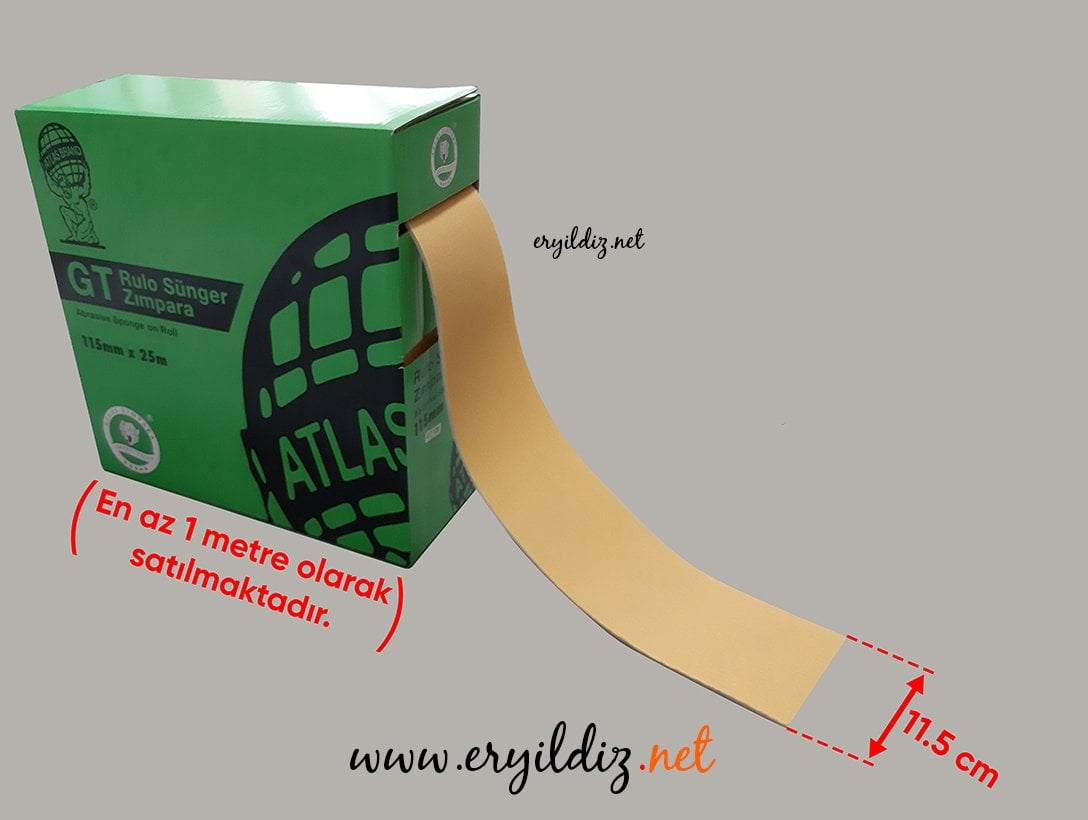 Atlas Sünger Rulo Zımpara 220 Kum 1 Metre Eryıldız Hırdavat
