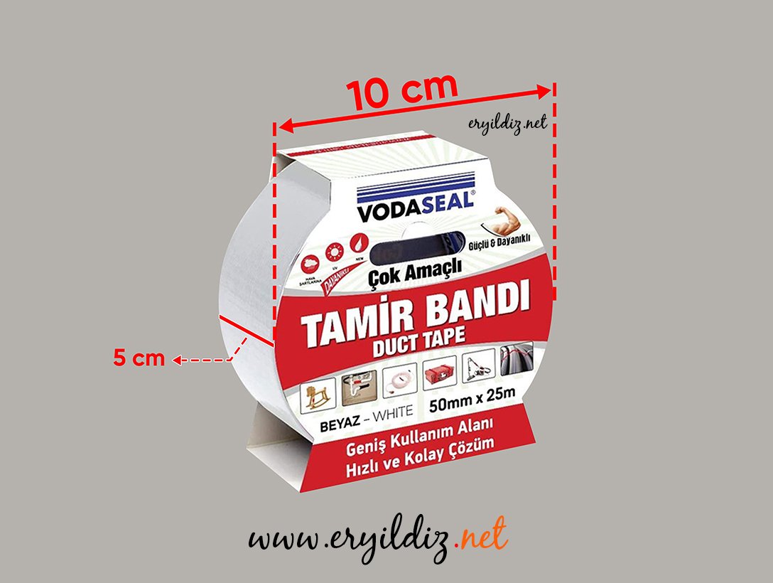 Vodaseal Tamir Bandı 50mmx25mm Beyaz Eryıldız Hırdavat