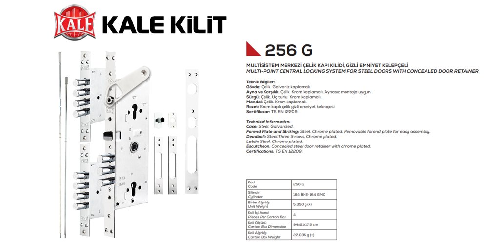 Kale Kilit 256 G Multi Sistem Çelik Kapı Kilidi