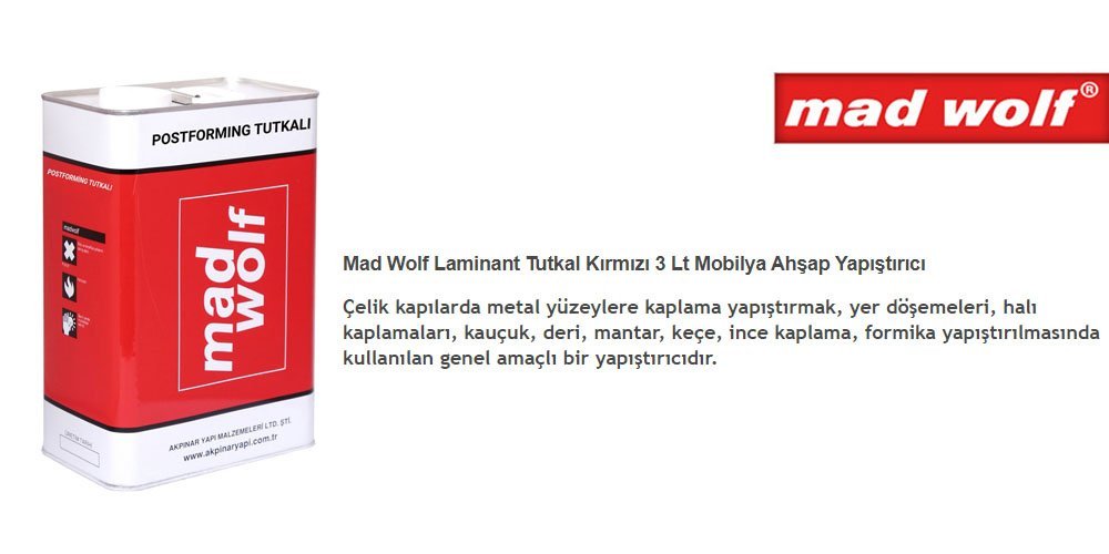 Laminant Tutkal Madwolf Kırmızı 3 Lt Mobilya Ahşap Yapıştırıcı
