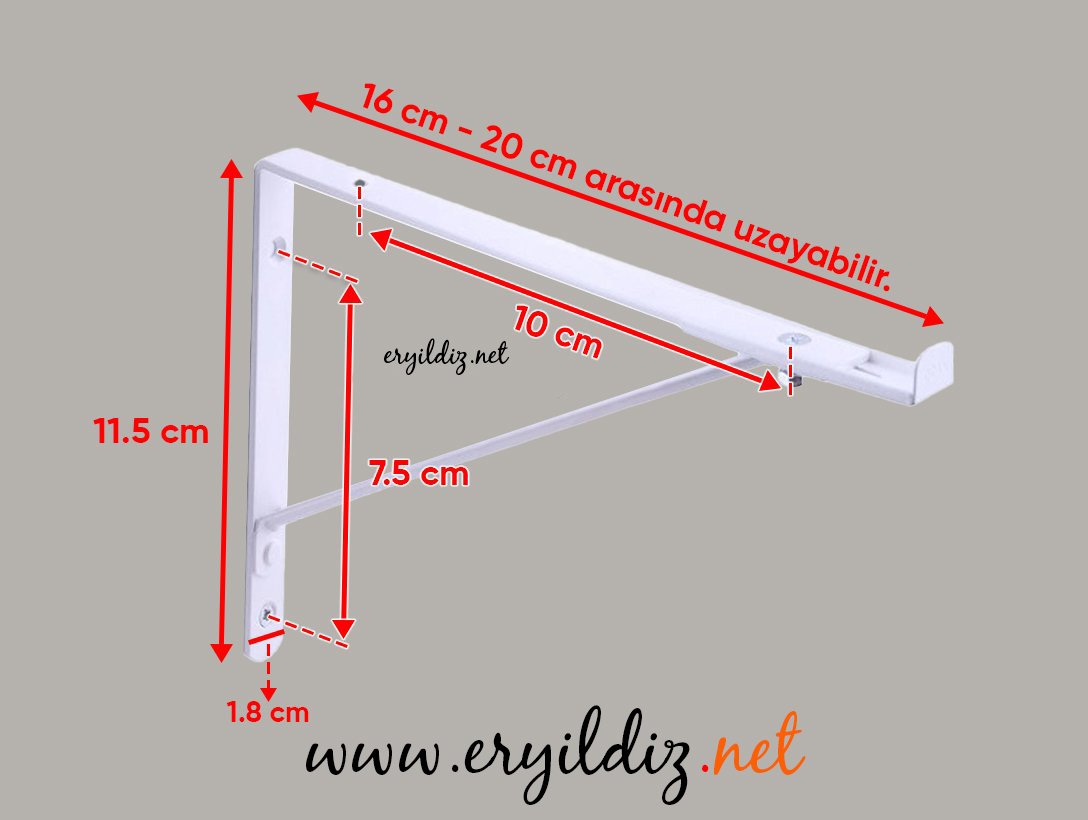 Ayarlı Beyaz Raf Ayağı 16 x 20 cm Eryıldız Hırdavat 