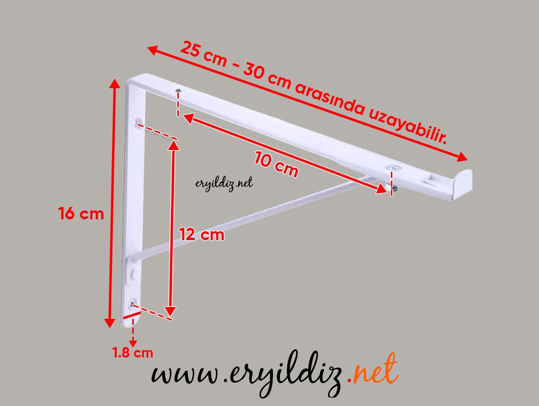 Ayarlı Beyaz Raf Ayağı 25 x 30 cm Eryıldız Hırdavat