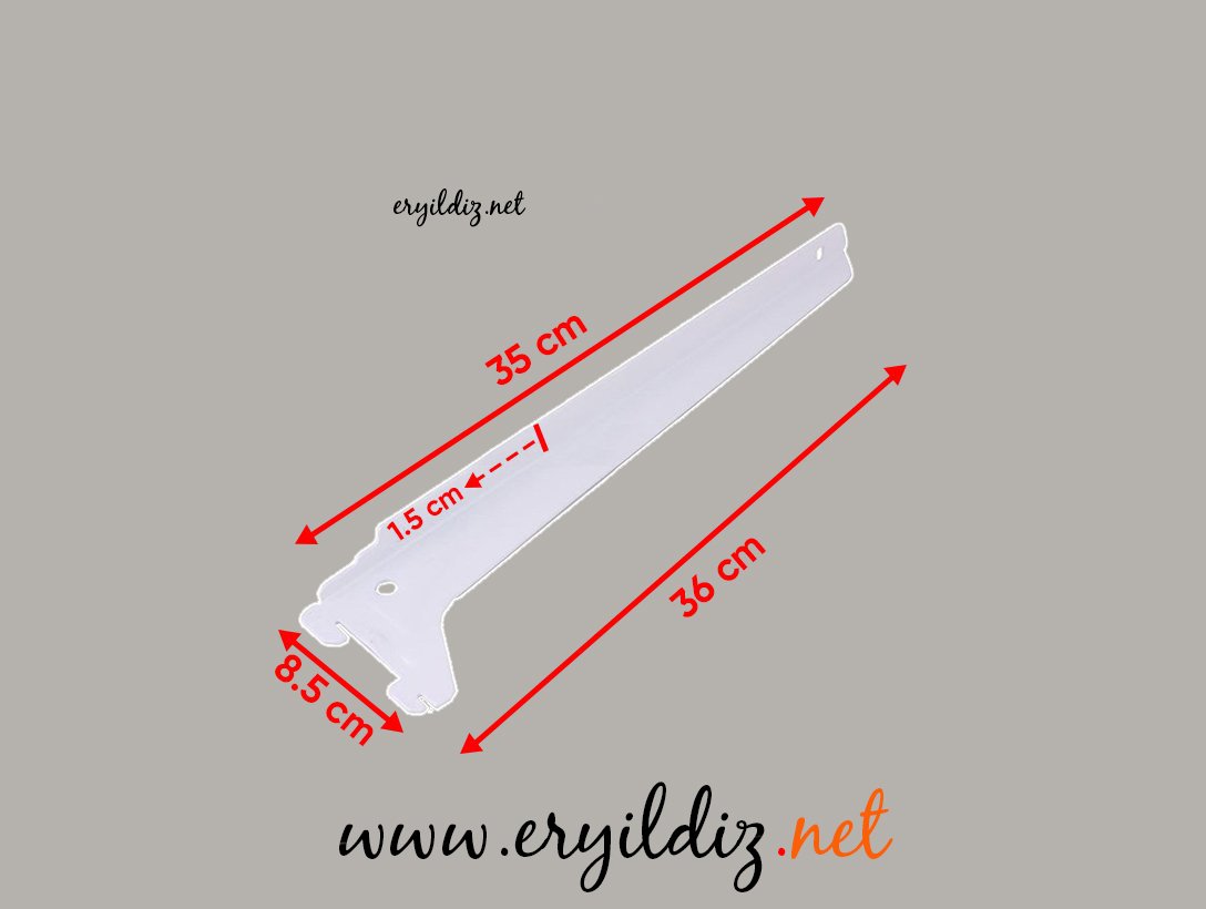 Modern Raf Beyaz Destek 35 cm Eryıldız Hırdavat 
