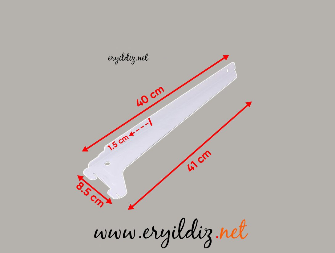Modern Raf Beyaz Destek 40 cm Eryıldız Hırdavat 
