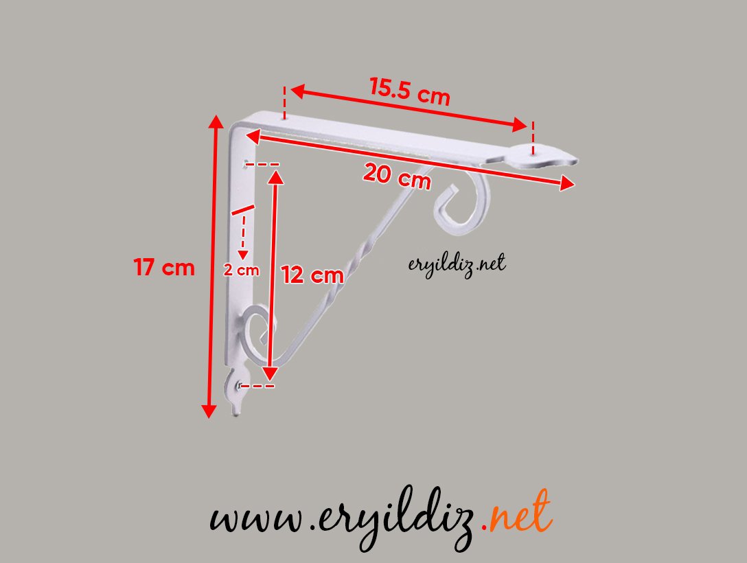 Ferforje Raf Ayağı Beyaz 20 cm Eryıldız Hırdavat 