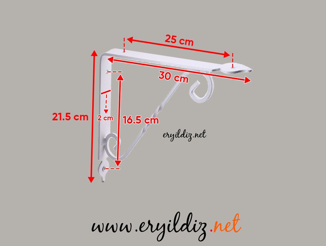 Ferforje Raf Ayağı Beyaz 30 cm Eryıldız Hırdavat