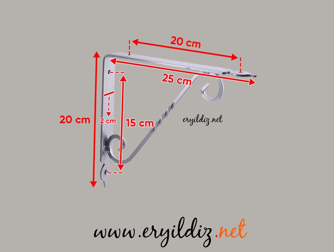 Ferforje Raf Ayağı Gri 25 cm Eryıldız Hırdavat 