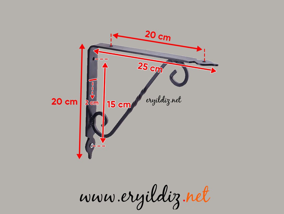 Ferforje Raf Ayağı Siyah 25 cm Eryıldız Hırdavat 