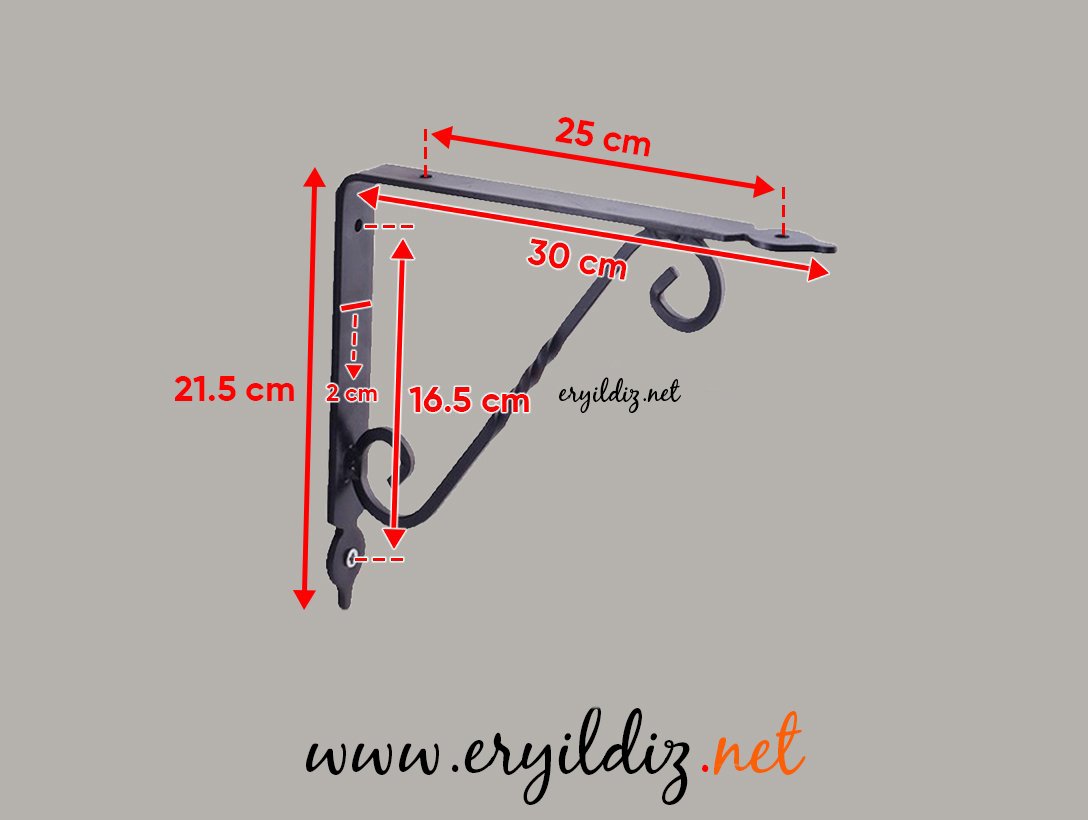 Ferforje Raf Ayağı Siyah 30 cm Eryıldız Hırdavat 