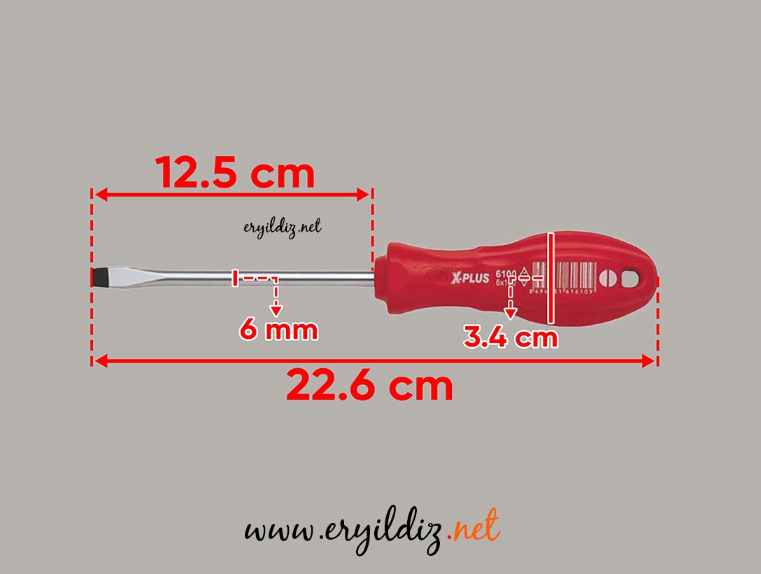 Düz Tornavida 6x125 mm Eryıldız Hırdavat