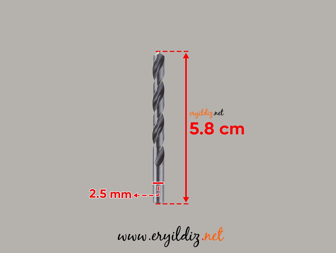 Hss Ağaç ve Metal Matkap Ucu 2,5 mm  1  Adet Eryıldız Hırdavat