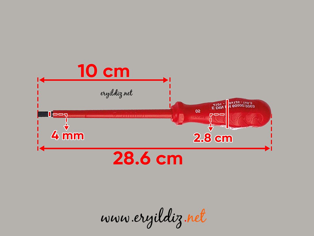 İzeltaş Düz Tornavida İzoleli 4 x 100 mm Eryıldız Hırdavat
