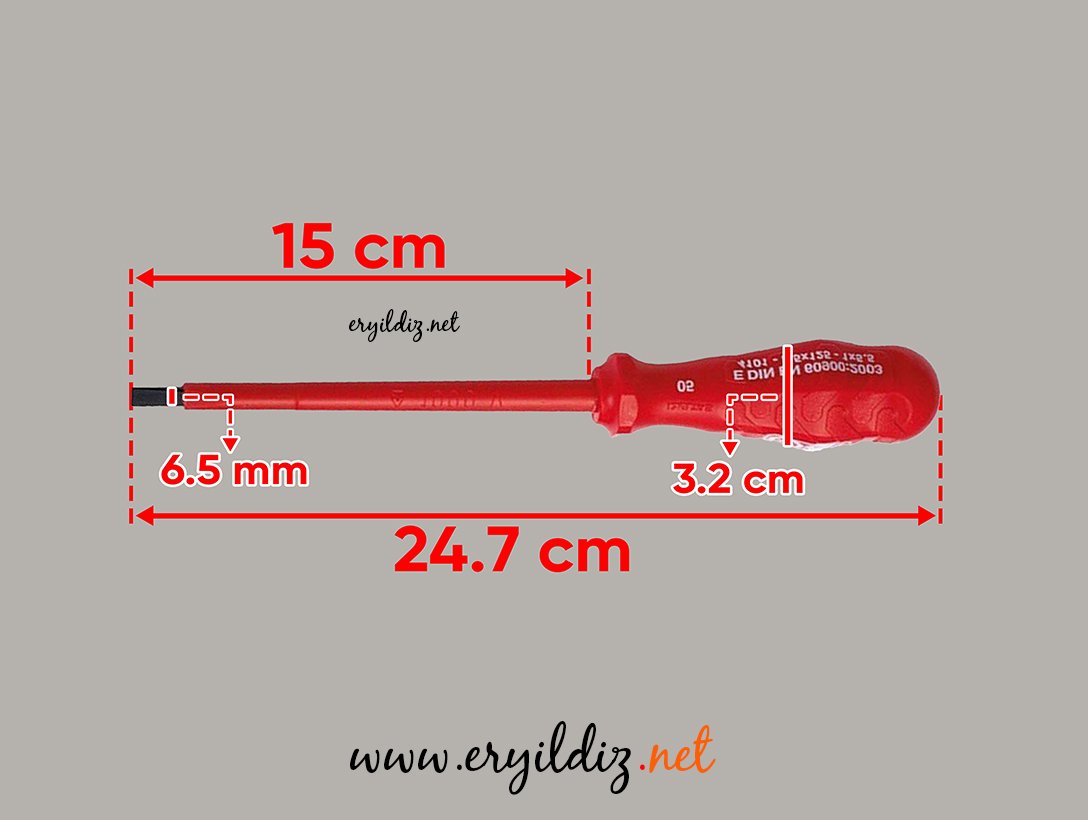 İzeltaş Düz Tornavida İzoleli  65 x 150 mm Eryıldız Hırdavat