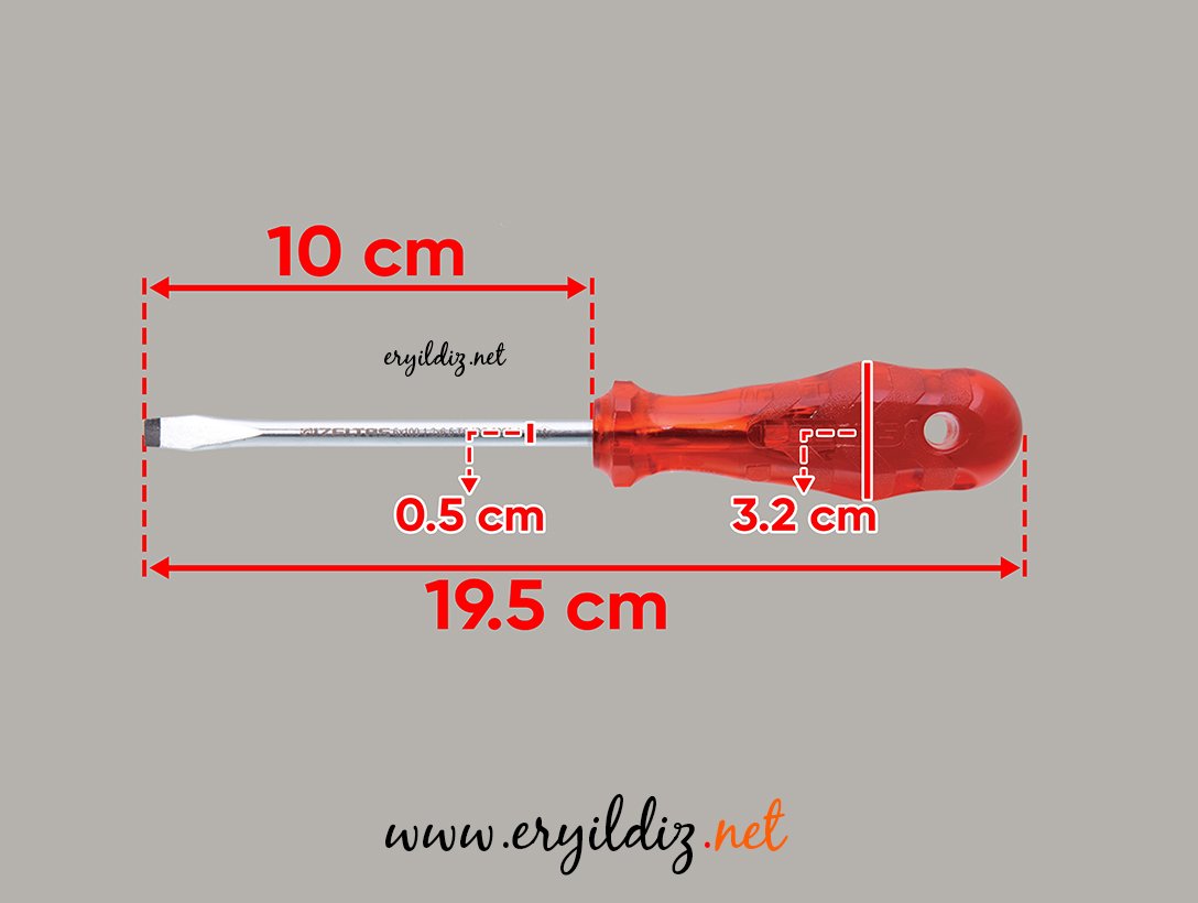 İzeltaş Düz Tornavida Kraft 5 x 100 mm Eryıldız HIrdavat