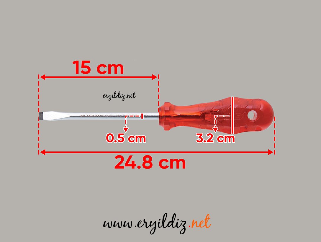 İzeltaş Düz Tornavida Kraft 5 x 150 mm Eryıldız HIrdavat