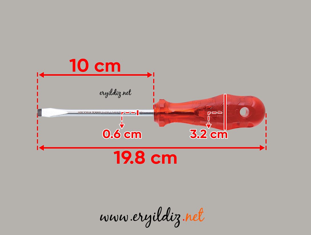 İzeltaş Düz Tornavida Kraft 6 x 100 mm Eryıldız HIrdavat