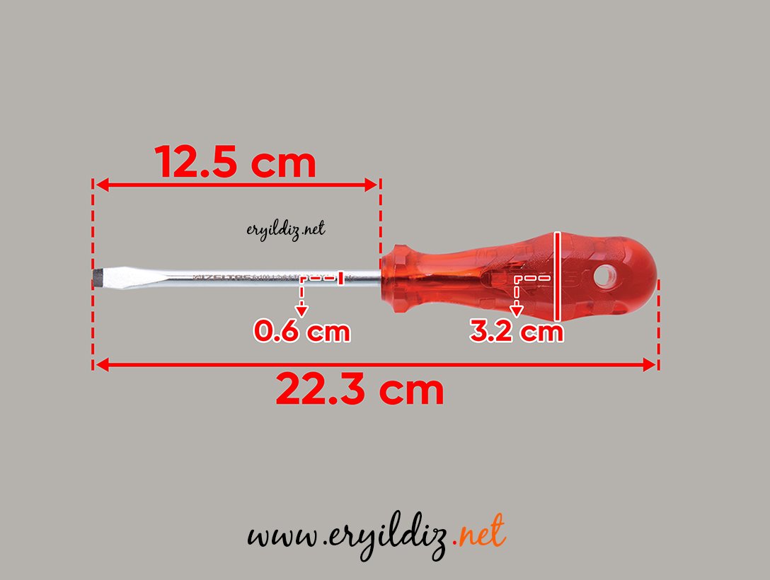 İzeltaş Düz Tornavida Kraft 6 x 125 mm Eryıldız HIrdavat
