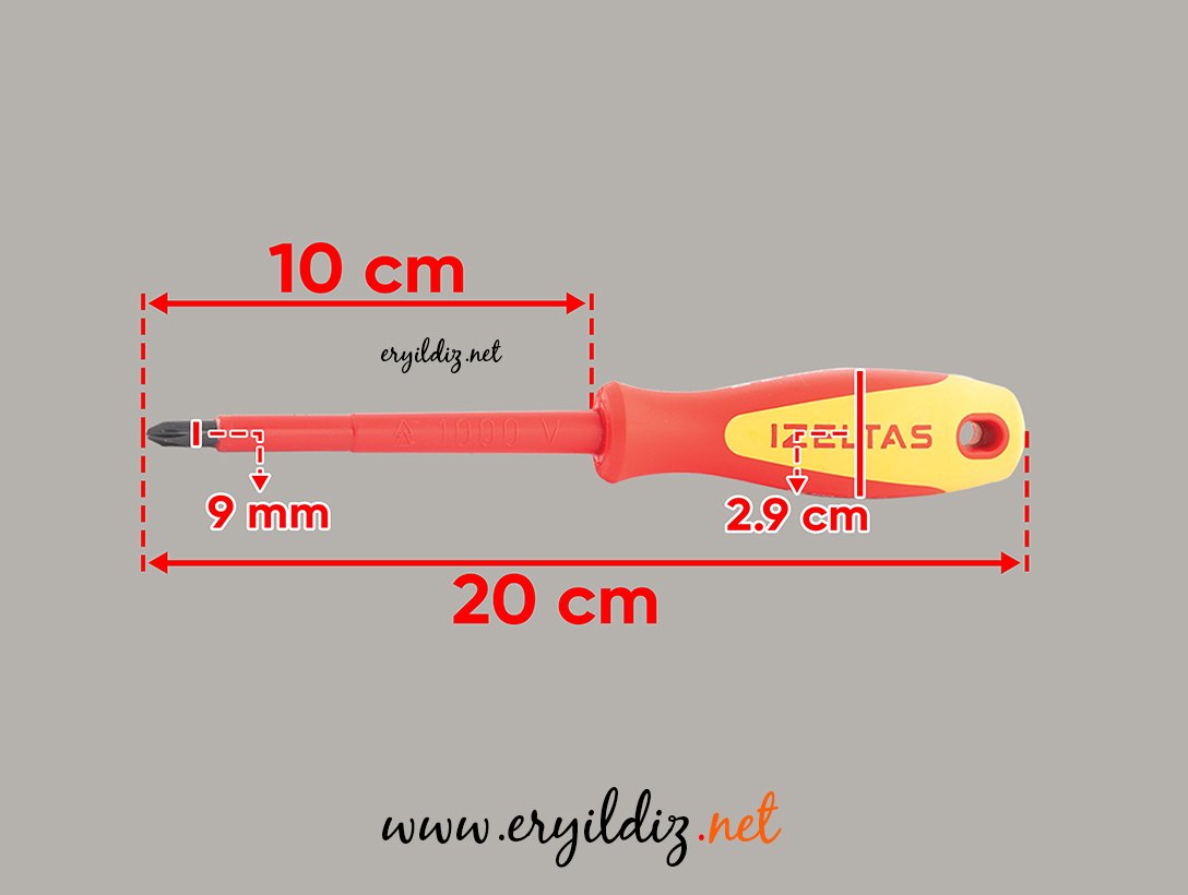 İzeltaş Yıldız Tornavida İzoleli 6 x 100 mm Eryıldız Hırdavat