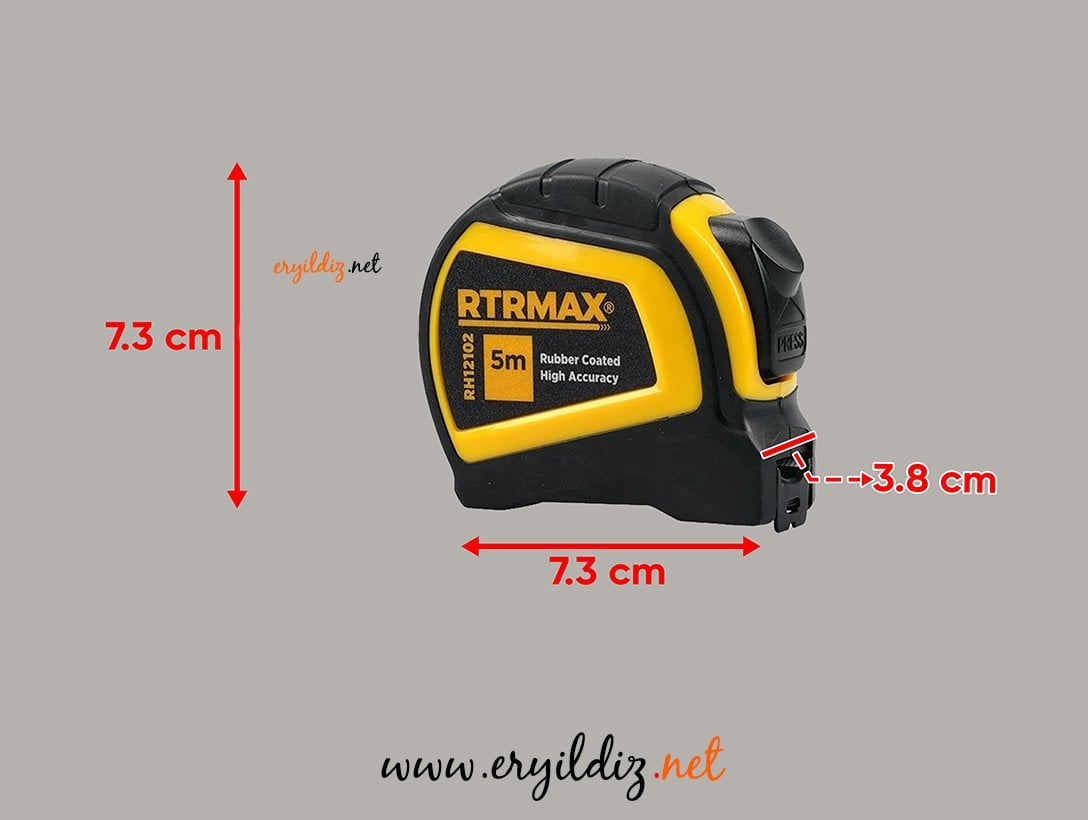 Rtrmax Profesyonel Şerit Metre 25mm 5 Metre Eryıldız Hırdavat 