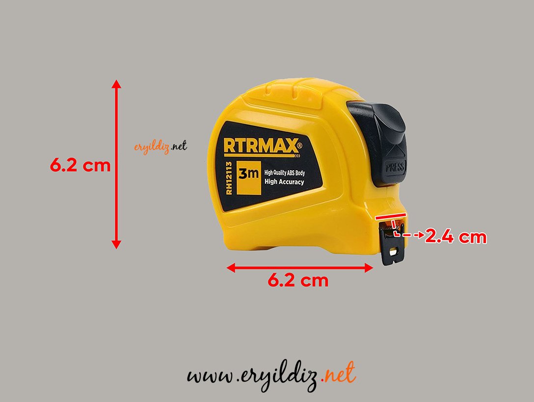 Rtrmax Stoplu Şerit Metre 16 mm 3 metre Eryıldız Hırdavat