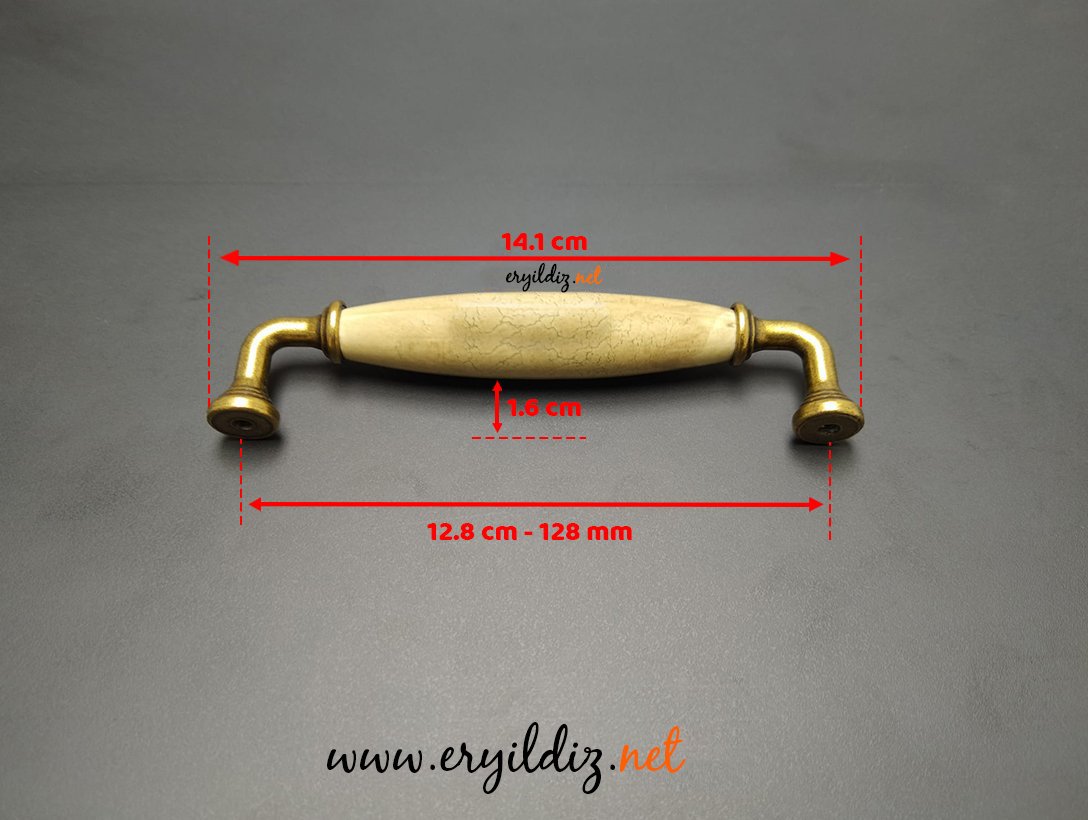 Esal Yıldız Antik Sarı Taba Kulp 128 mm Eryıldız Hırdavat