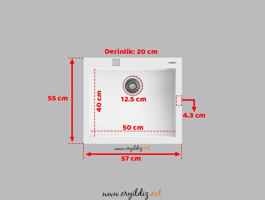 Teka Forsquare 50.40 Tezgah Üstü Granit Evye Beyaz Er yıldız hırdavat