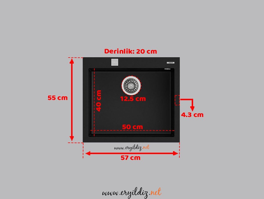 Teka Forsquare 50.40 Tezgah Üstü Granit Evye Siyah Er yıldız Hırdavat