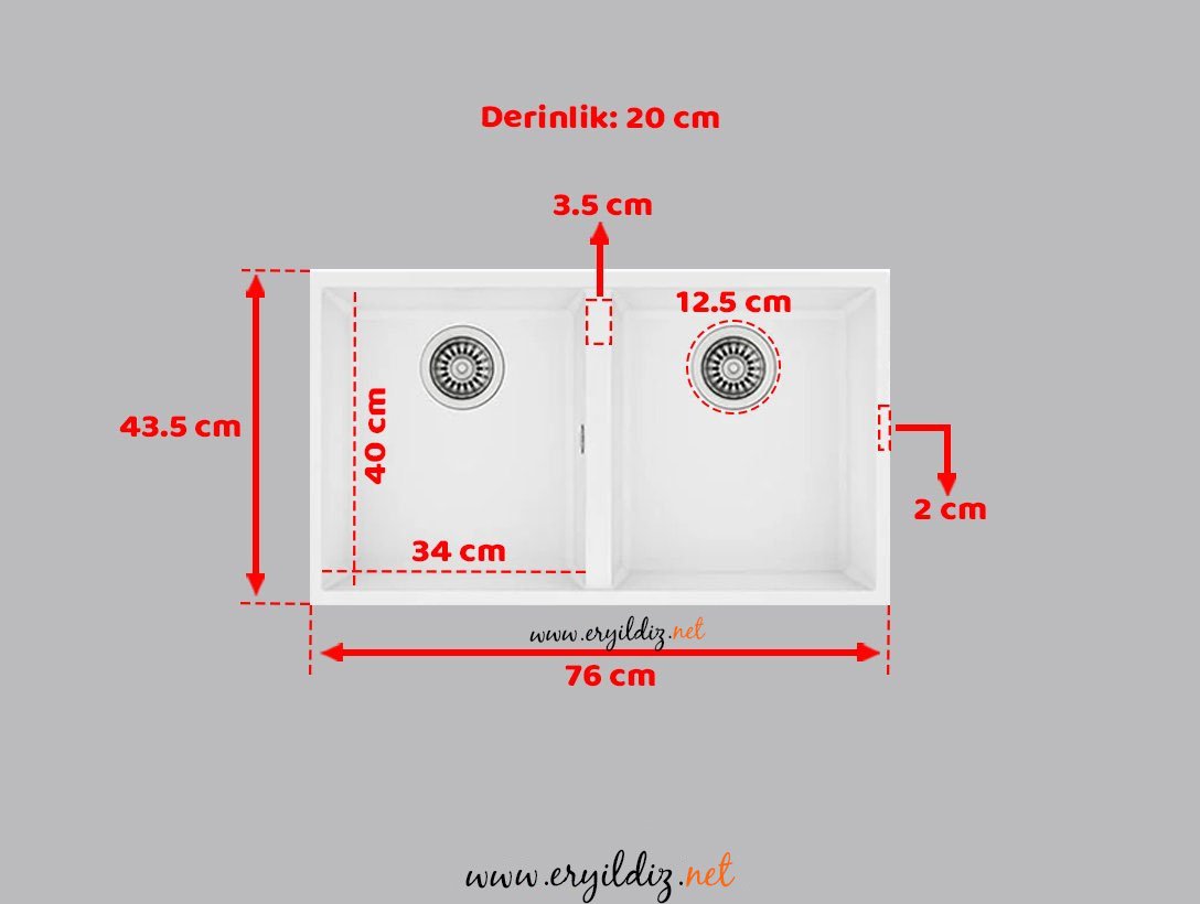 Teka Square 2B 760-560 Tg Granit Evye Beyaz-760 Tg Eryıldız Hırdavat